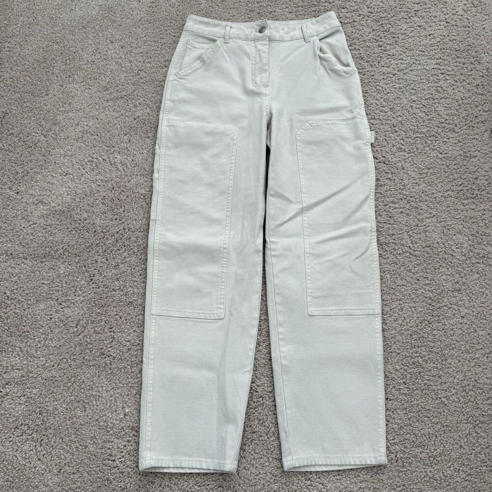 Aritzia Wilfred Free Carpenter Utility Cargo Pants Beige Minimalist Classic Sz 2